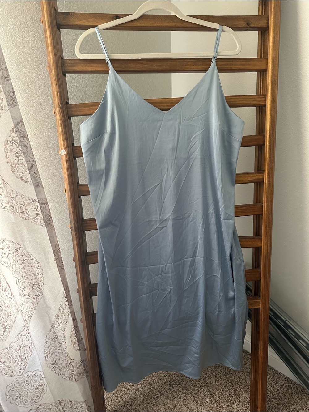 Slip Satin V-Neck Wedding Dress Slip - Dusty Blue